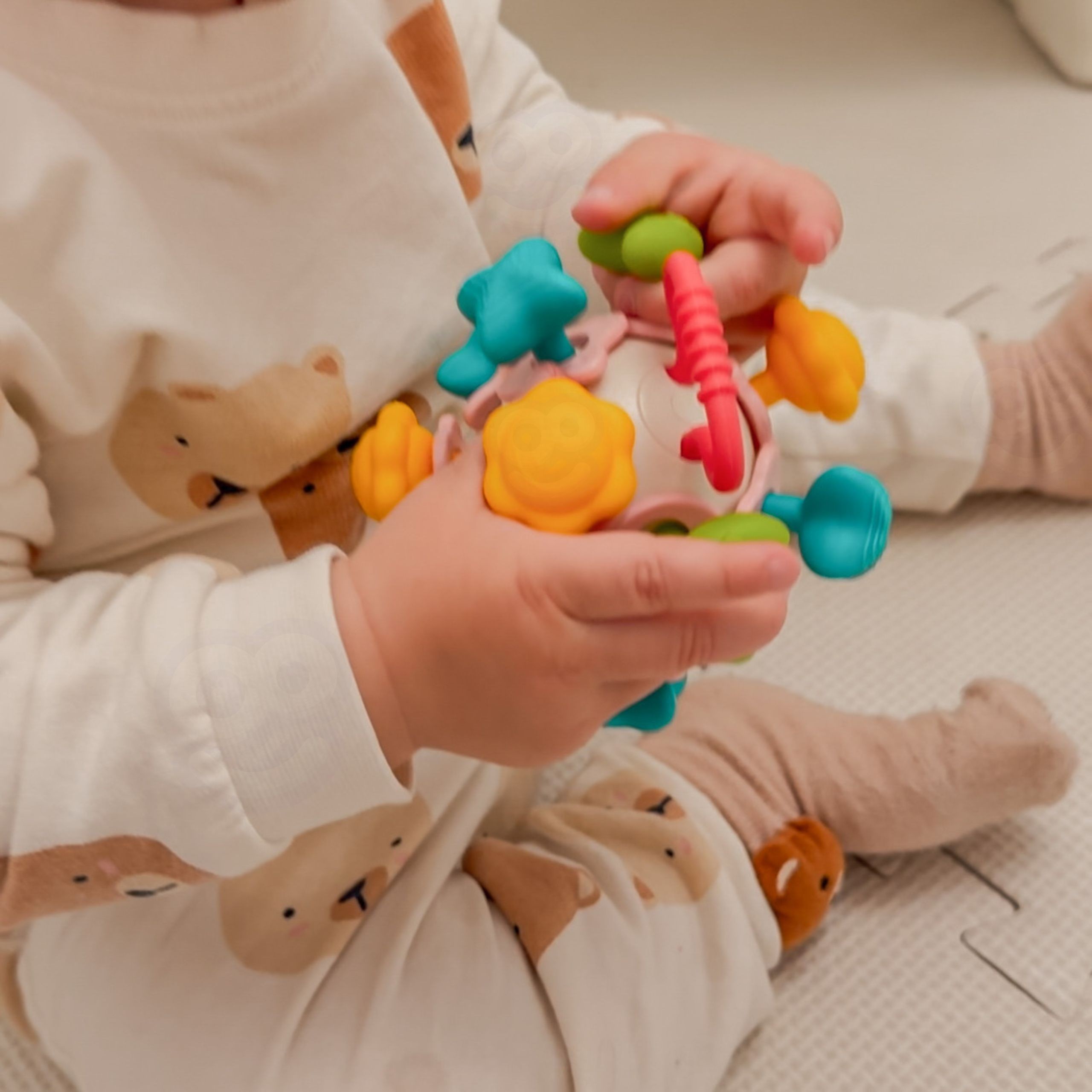 Grzechotka Sensoryczna dla Niemowląt Piłka 0m+ Woopie 4w1 Kolorowa