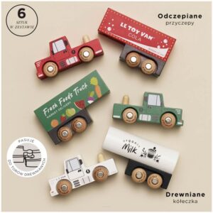 Drewniane Samochody Ciężarowe dla Dzieci 3+ Zestaw Autek Le Toy Van