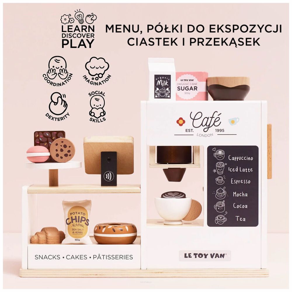 Drewniana Kawiarnia i Sklep dla Dzieci 3+ Zabawka Edukacyjna Le Toy Van