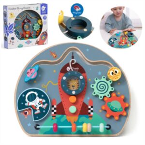 Tablica Manipulacyjna Drewniana Wielofunkcyjna 6w1 Rakieta dla Dzieci 12m+ Classic World