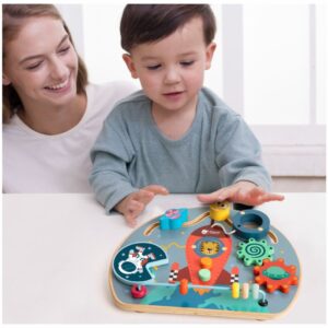 Tablica Manipulacyjna Drewniana Wielofunkcyjna 6w1 Rakieta dla Dzieci 12m+ Classic World