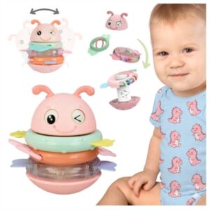 Woopie Baby Wańka Wstańka Różowa – Sensoryczna Grzechotka Gryzak 2w1