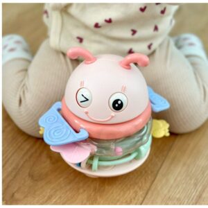 Woopie Baby Wańka Wstańka Różowa – Sensoryczna Grzechotka Gryzak 2w1