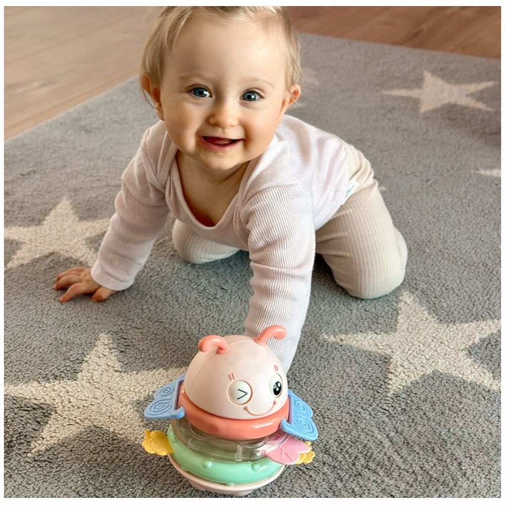 Woopie Baby Wańka Wstańka Różowa - Sensoryczna Grzechotka Gryzak 2w1
