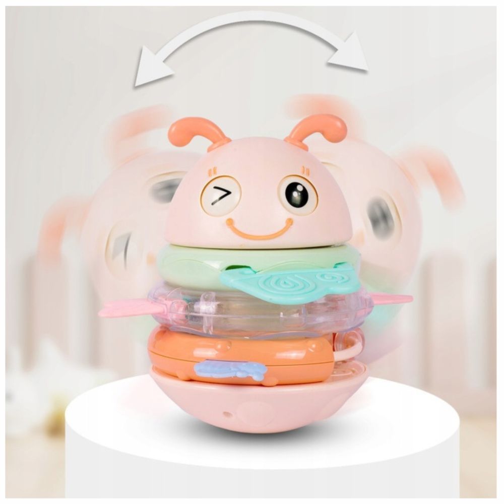 Woopie Baby Wańka Wstańka Różowa - Sensoryczna Grzechotka Gryzak 2w1 - obrazek 6