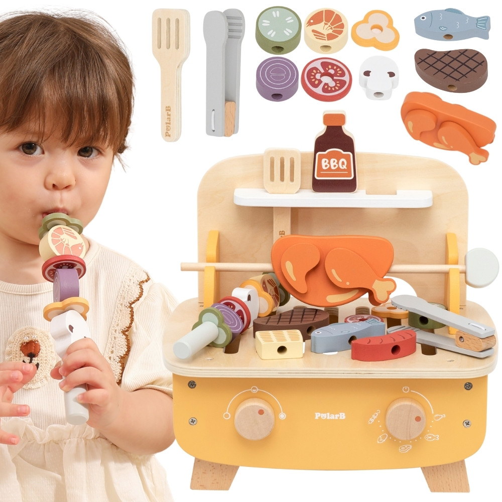 Drewniany Zestaw do Grillowania dla Dzieci 2+ VIGA PolarB Grill BBQ Akcesoria Kuchenne