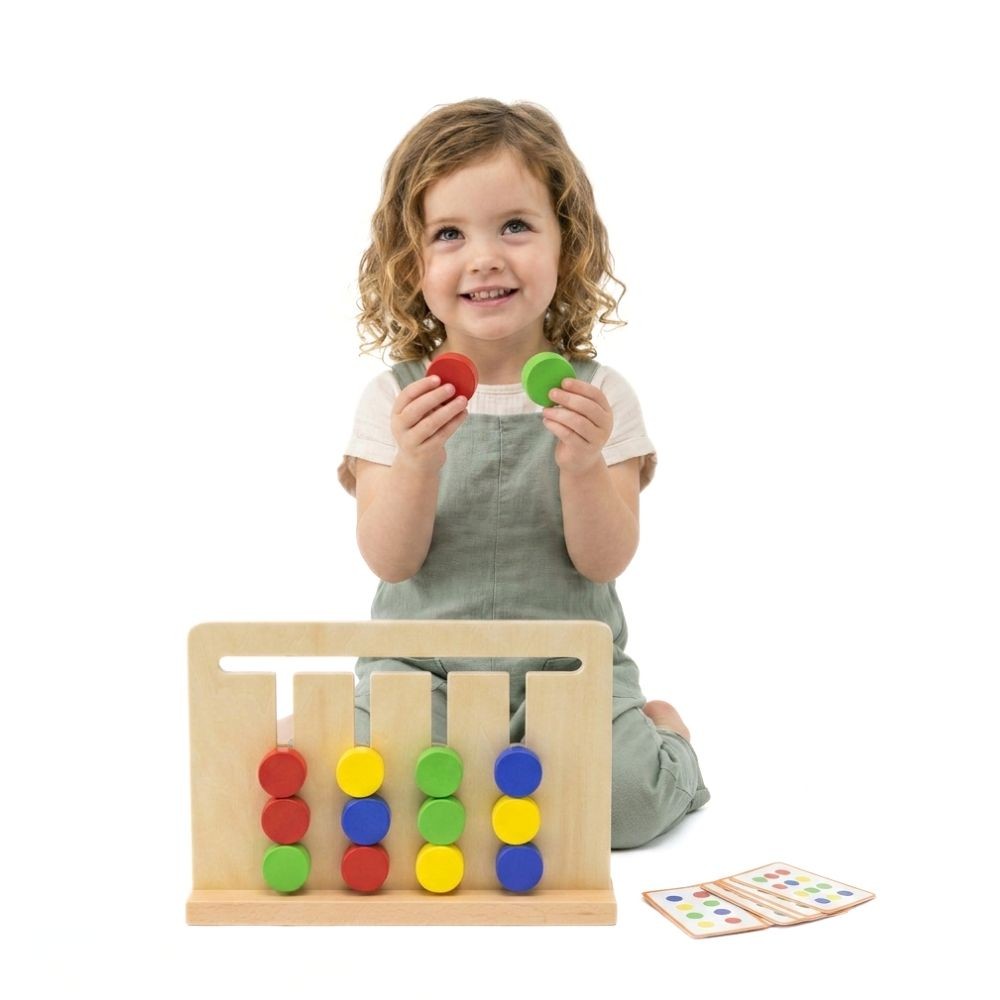 Drewniana Gra Logiczna dla Dzieci 3+ VIGA Odwzoruj Kolory i Figury Montessori