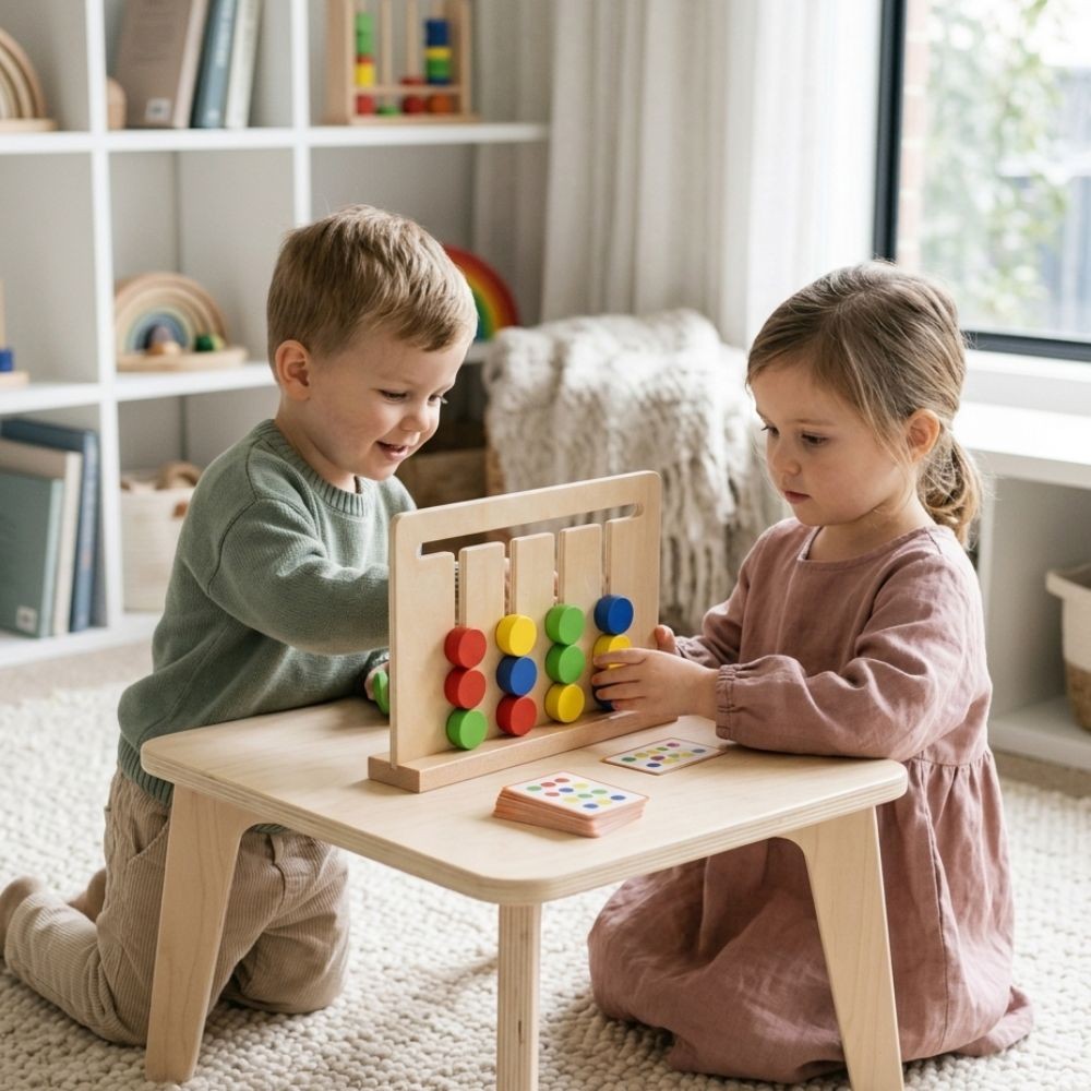 Drewniana Gra Logiczna dla Dzieci 3+ VIGA Odwzoruj Kolory i Figury Montessori