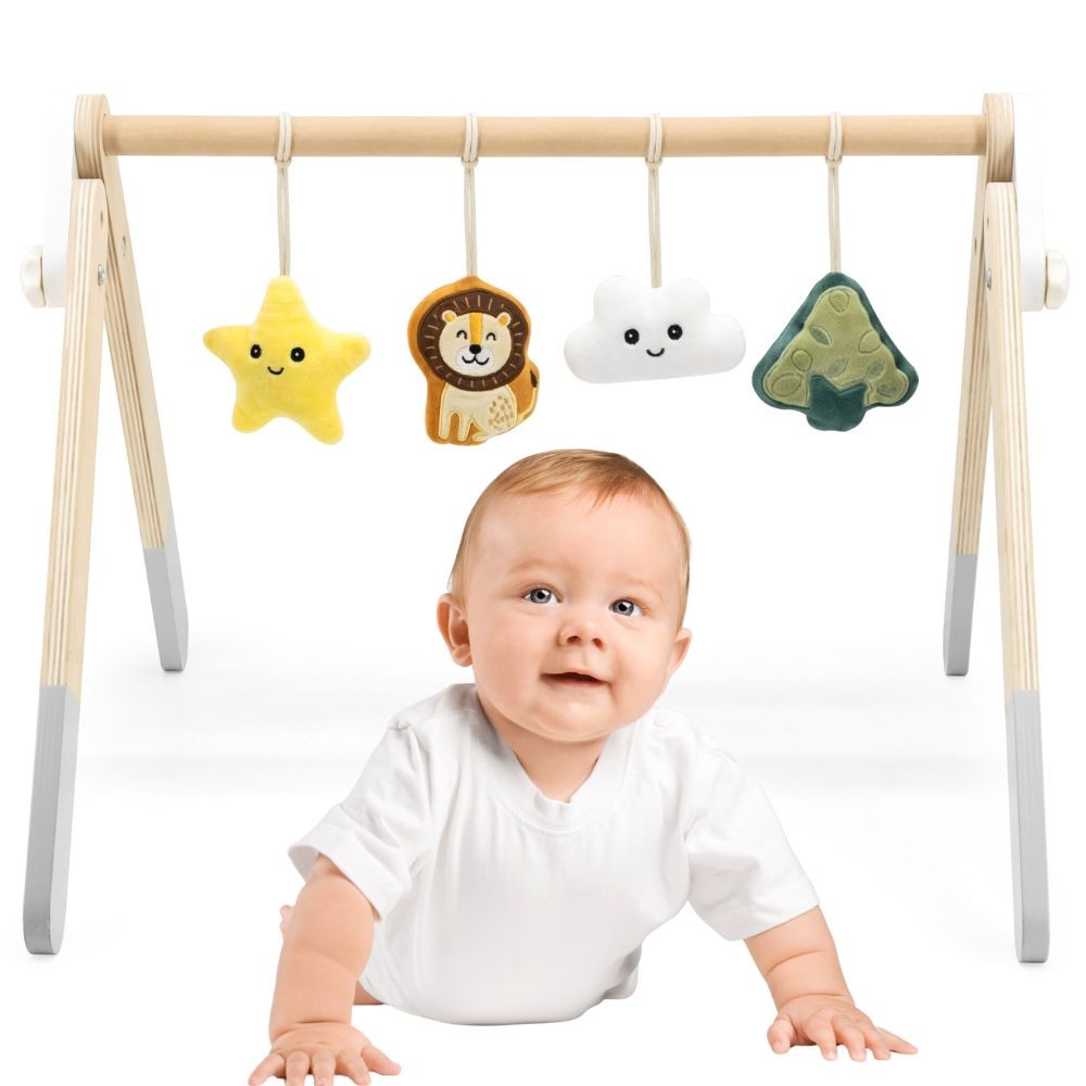 Stojak Edukacyjny Drewniany dla Niemowląt 0m+ Viga PolarB Baby Play Gym