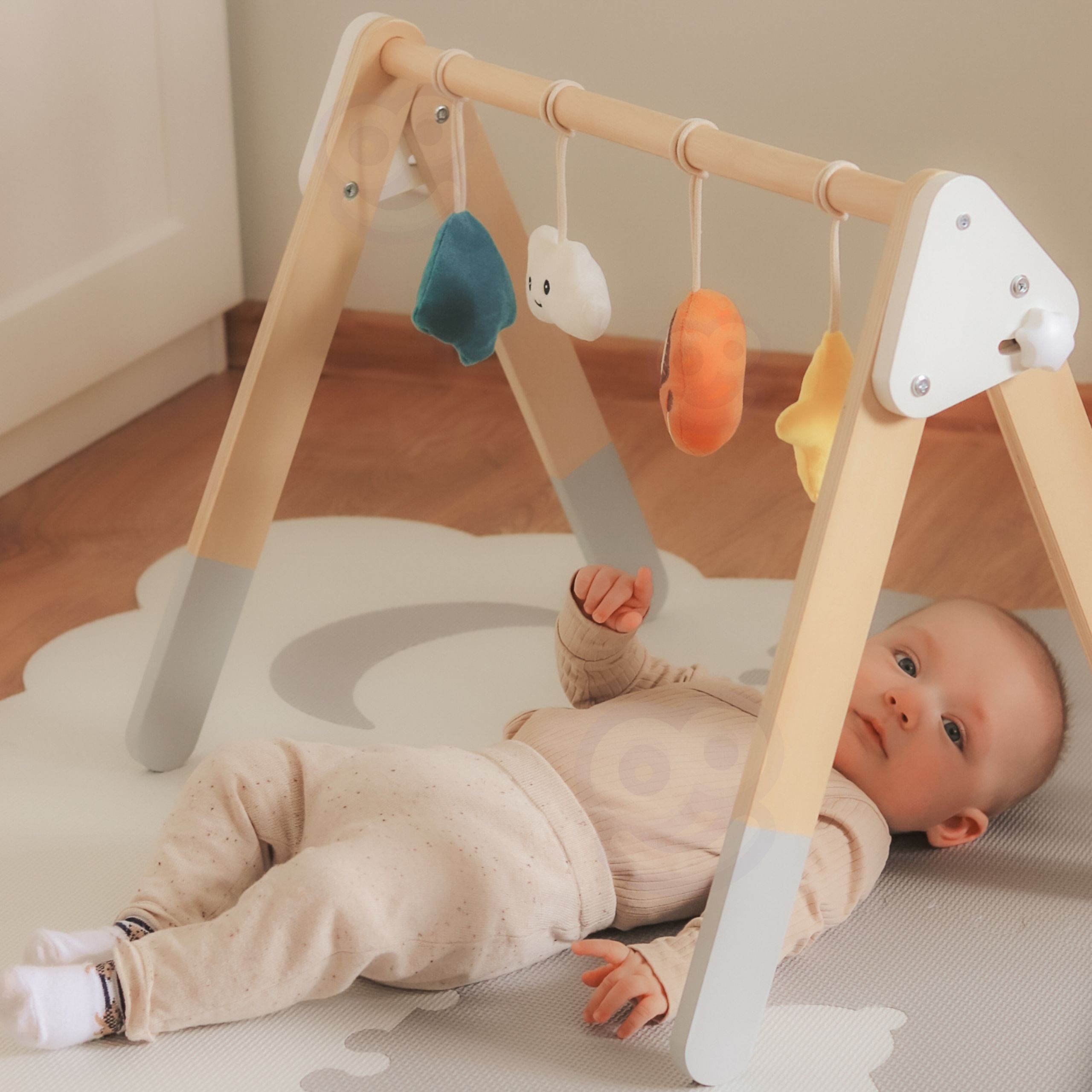 Stojak Edukacyjny Drewniany dla Niemowląt 0m+ Viga PolarB Baby Play Gym