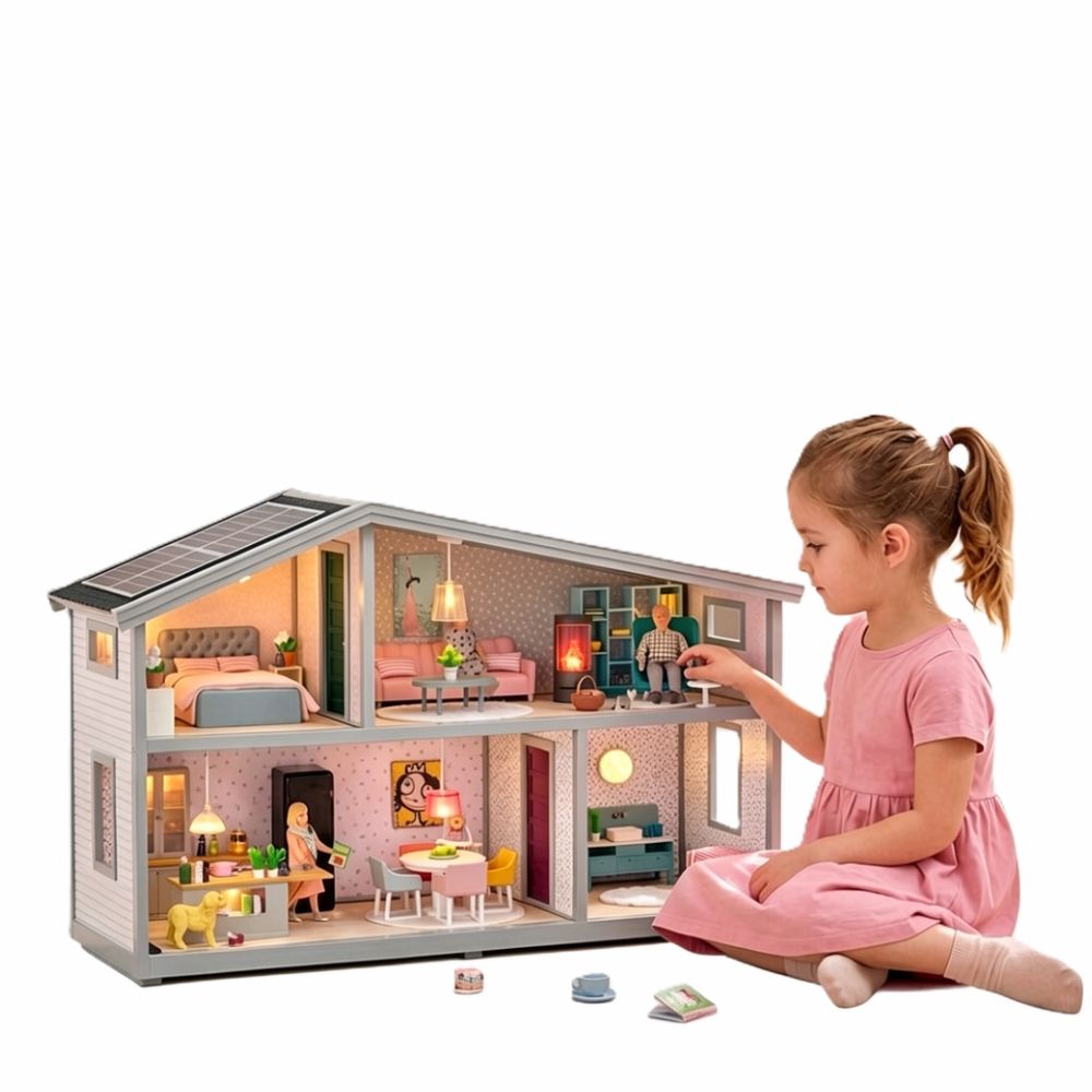 Domek dla Lalek Lundby 2 Piętra 4 Pokoje Duży z Tapetami Sandberg 1:18