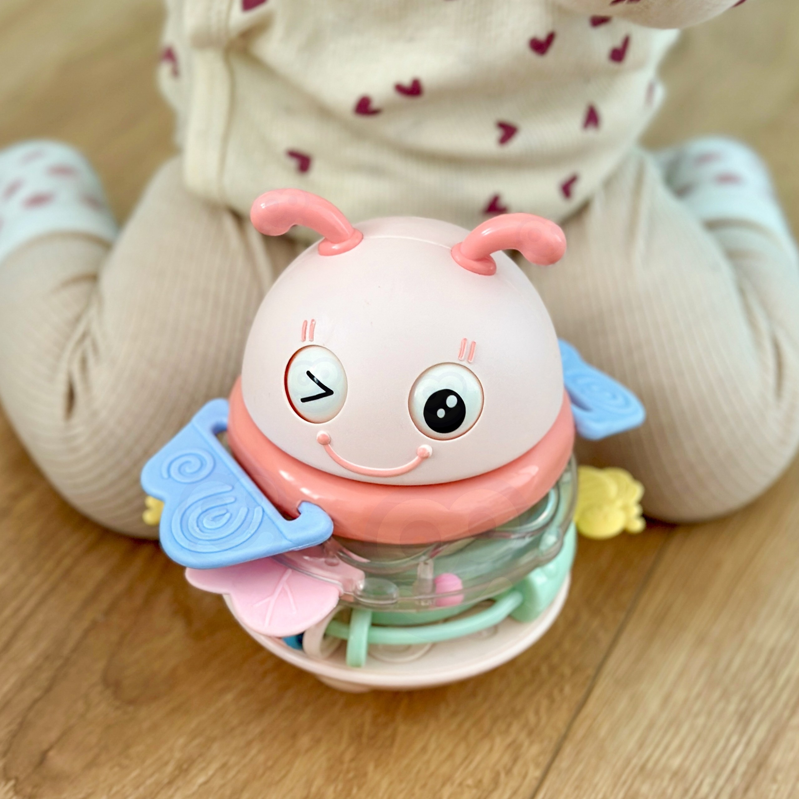 Woopie Baby Wańka Wstańka Różowa – Sensoryczna Grzechotka Gryzak 2w1