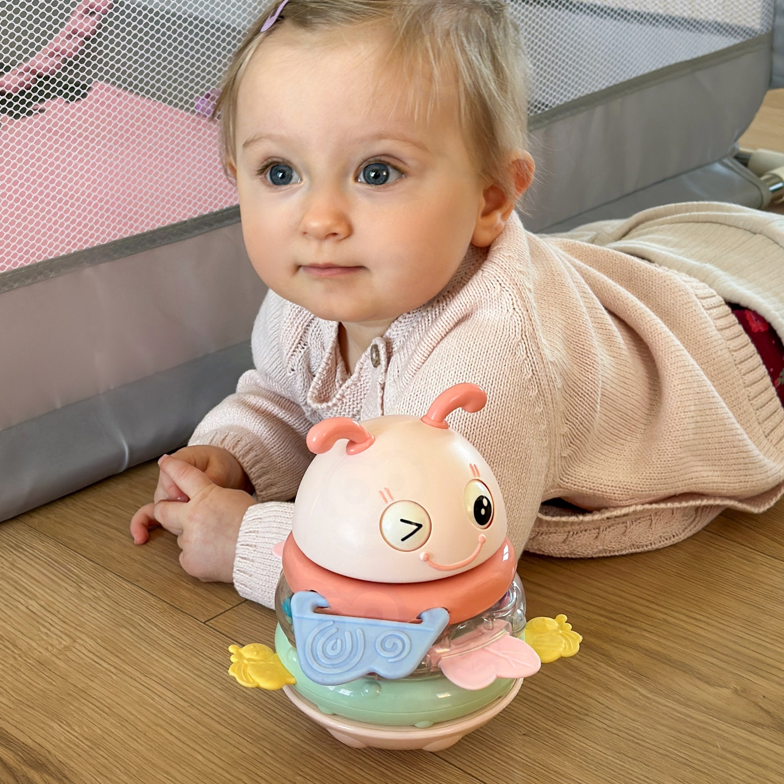 Woopie Baby Wańka Wstańka Różowa - Sensoryczna Grzechotka Gryzak 2w1 - obrazek 6